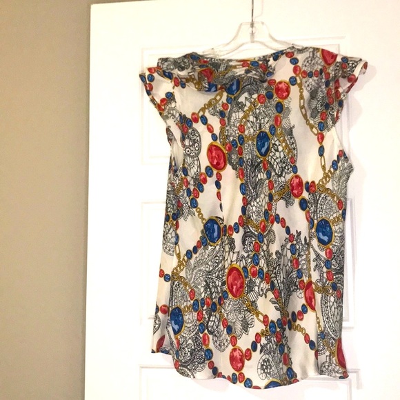 🆕Ruffle trim Silk women’s Top Sunny Leigh Size  XL - Picture 2 of 11